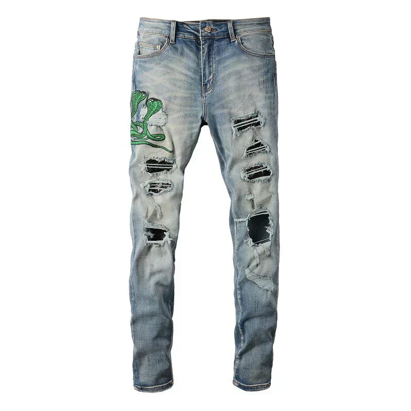 Leather Cobra Jeans