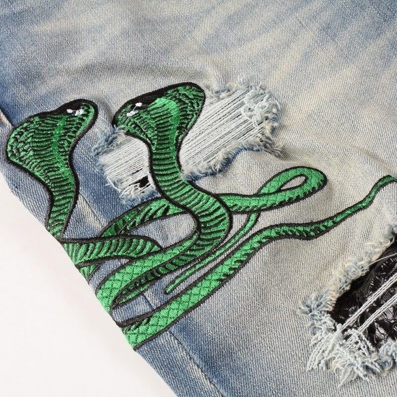 Leather Cobra Jeans
