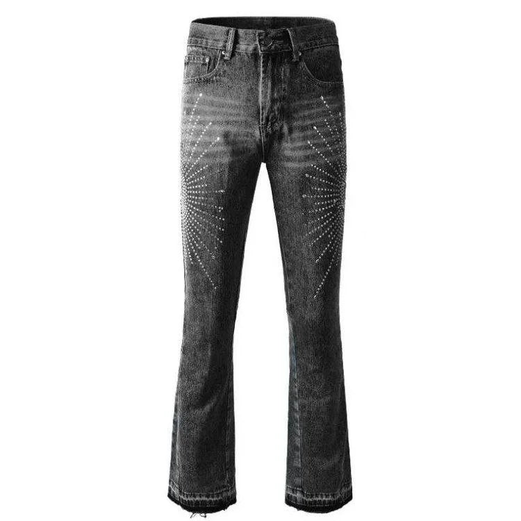 Grey Starburst Flare Jeans
